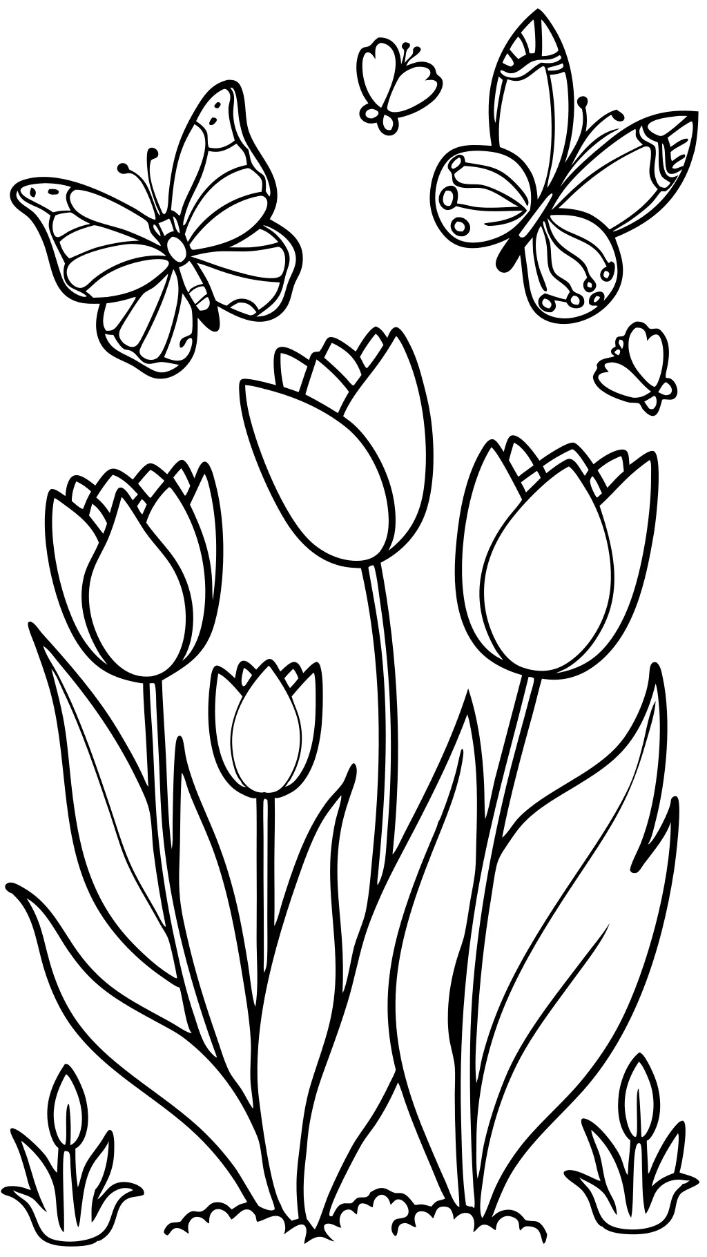 Página para colorear de tulipanes